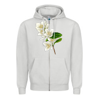Dove Grey Mock Oranges Zipper Hoodie - LillyAllenDesigns