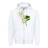 White Mock Oranges Zipper Hoodie - LillyAllenDesigns