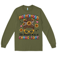 Army Green motherhood the perfect mix of chaos and love Long Sleeve Tee - MaliasSmallBusiness