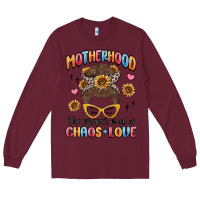 Burgundy motherhood the perfect mix of chaos and love Long Sleeve Tee - MaliasSmallBusiness
