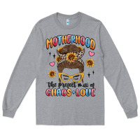 Heather Grey motherhood the perfect mix of chaos and love Long Sleeve Tee - MaliasSmallBusiness