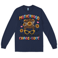 Navy motherhood the perfect mix of chaos and love Long Sleeve Tee - MaliasSmallBusiness