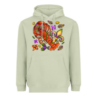 Matcha Crawfish and fleur de lis Heavyweight Hoodie - NancyCooperArtShop