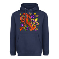 Navy Crawfish and fleur de lis Heavyweight Hoodie - NancyCooperArtShop