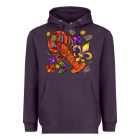 Plum Crawfish and fleur de lis Heavyweight Hoodie - NancyCooperArtShop