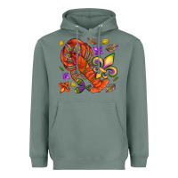 Sage Crawfish and fleur de lis Heavyweight Hoodie - NancyCooperArtShop