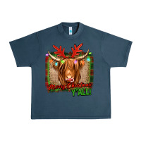 Midnight Navy merry christmas y'all highland cow Urban Heavy Tee - Jasminsmagicworld
