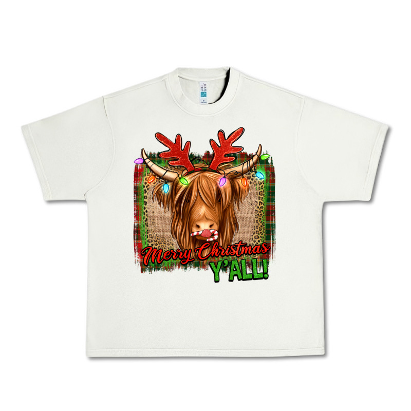 Merry Christmas Y'all Highland Cow Urban Heavy Tee by Jasminsmagicworld | Teevron