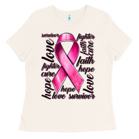 Bone Breast Cancer Ribbon Hope Love Faith Ladies Tee - texasbilliewilder
