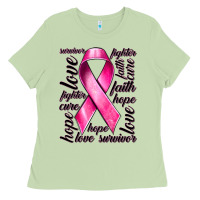 Breast Cancer Ribbon Hope Love Faith Ladies Tee | Teevron