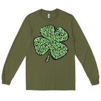Army Green leopard shamrock Long Sleeve Tee - MaliasSmallBusiness