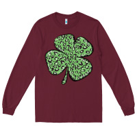 Burgundy leopard shamrock Long Sleeve Tee - MaliasSmallBusiness