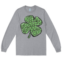 Heather Grey leopard shamrock Long Sleeve Tee - MaliasSmallBusiness
