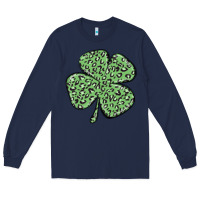 Navy leopard shamrock Long Sleeve Tee - MaliasSmallBusiness