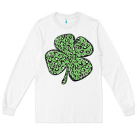 White leopard shamrock Long Sleeve Tee - MaliasSmallBusiness
