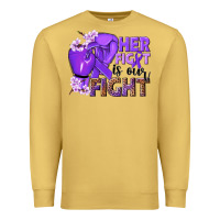 Antique Gold Her fight is our fight purple ribbon Premium Sweatshirt - NancyCooperArtShop