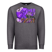 Charcoal Heather Her fight is our fight purple ribbon Premium Sweatshirt - NancyCooperArtShop