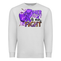 Dove Grey Her fight is our fight purple ribbon Premium Sweatshirt - NancyCooperArtShop
