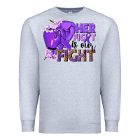 Heather Grey Her fight is our fight purple ribbon Premium Sweatshirt - NancyCooperArtShop