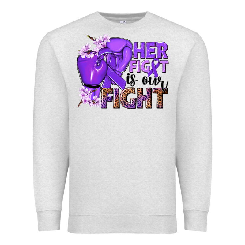 Her Fight Is Our Fight Purple Ribbon Premium Sweatshirt by NancyCooperArtShop | Teevron