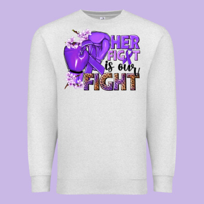 Her Fight Is Our Fight Purple Ribbon Premium Sweatshirt Designed By Nancycooperartshop