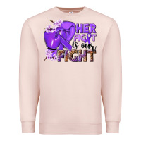 Pale Pink Her fight is our fight purple ribbon Premium Sweatshirt - NancyCooperArtShop