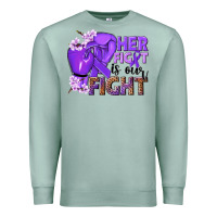 Seafoam Her fight is our fight purple ribbon Premium Sweatshirt - NancyCooperArtShop