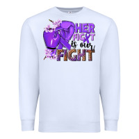 White Her fight is our fight purple ribbon Premium Sweatshirt - NancyCooperArtShop
