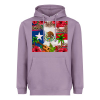 Lavender Mexican and Puerto Rico flag Heavyweight Hoodie - texasbilliewilder