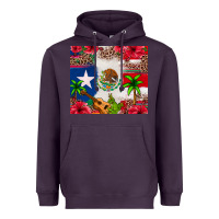 Plum Mexican and Puerto Rico flag Heavyweight Hoodie - texasbilliewilder