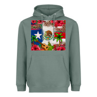 Sage Mexican and Puerto Rico flag Heavyweight Hoodie - texasbilliewilder