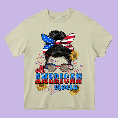 All American Nana 4th Of July Heavy Core Tee Designed By Cowgirlartshop