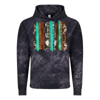 Cloud Black western cowhide wood and turquoise glitter brushstrokes Vintage Hoodie - Artiststas