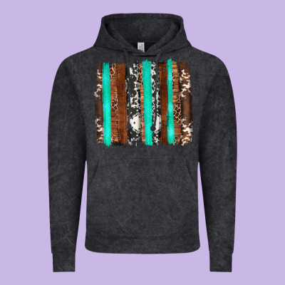 Western Cowhide Wood And Turquoise Glitter Brushstrokes Vintage Hoodie Designed By Artiststas
