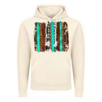 Vintage Artic western cowhide wood and turquoise glitter brushstrokes Vintage Hoodie - Artiststas
