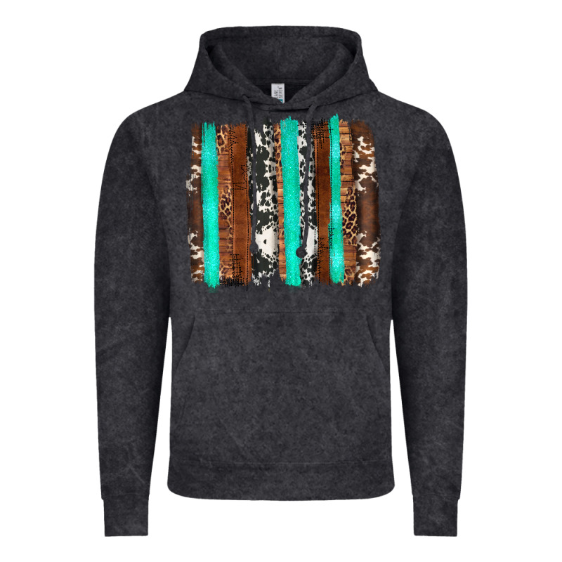 Western Cowhide Wood And Turquoise Glitter Brushstrokes Vintage Hoodie by Artiststas | Teevron
