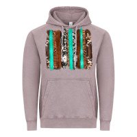 Vintage Zinc western cowhide wood and turquoise glitter brushstrokes Vintage Hoodie - Artiststas