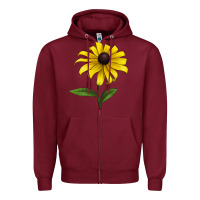 Burgundy Black Eyed Susan Flower Zipper Hoodie - LillyAllenDesigns