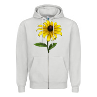 Dove Grey Black Eyed Susan Flower Zipper Hoodie - LillyAllenDesigns
