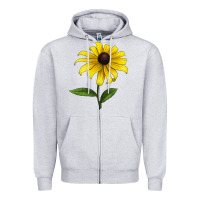 Heather Grey Black Eyed Susan Flower Zipper Hoodie - LillyAllenDesigns