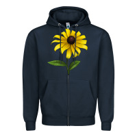 Navy Black Eyed Susan Flower Zipper Hoodie - LillyAllenDesigns