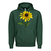Sports Green Black Eyed Susan Flower Zipper Hoodie - LillyAllenDesigns