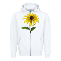White Black Eyed Susan Flower Zipper Hoodie - LillyAllenDesigns