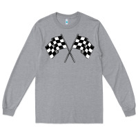 Heather Grey race flag Long Sleeve Tee - MaliasSmallBusiness