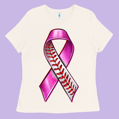Breast Cancer Ribbon Baseball Ladies Tee Designed By Texasbilliewilder