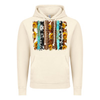 Vintage Artic western cowhide leopard turquoise brushstrokes Vintage Hoodie - Artiststas