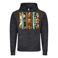 Vintage Black western cowhide leopard turquoise brushstrokes Vintage Hoodie - Artiststas