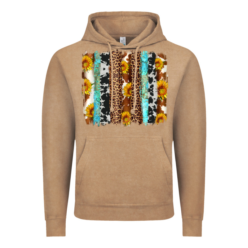 Western Cowhide Leopard Turquoise Brushstrokes Vintage Hoodie by Artiststas | Teevron