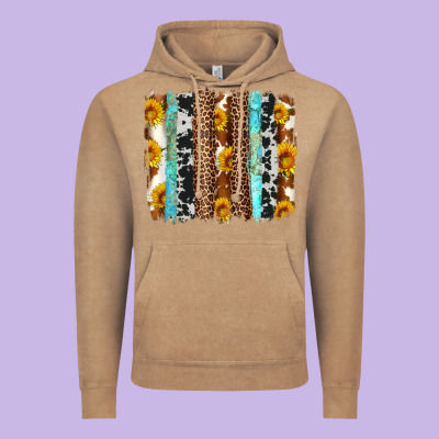 Western Cowhide Leopard Turquoise Brushstrokes Vintage Hoodie Designed By Artiststas