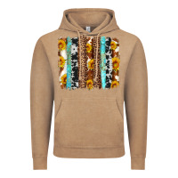 Vintage Coffee western cowhide leopard turquoise brushstrokes Vintage Hoodie - Artiststas